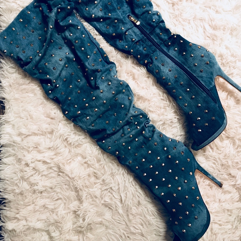 Studded Jean Boots